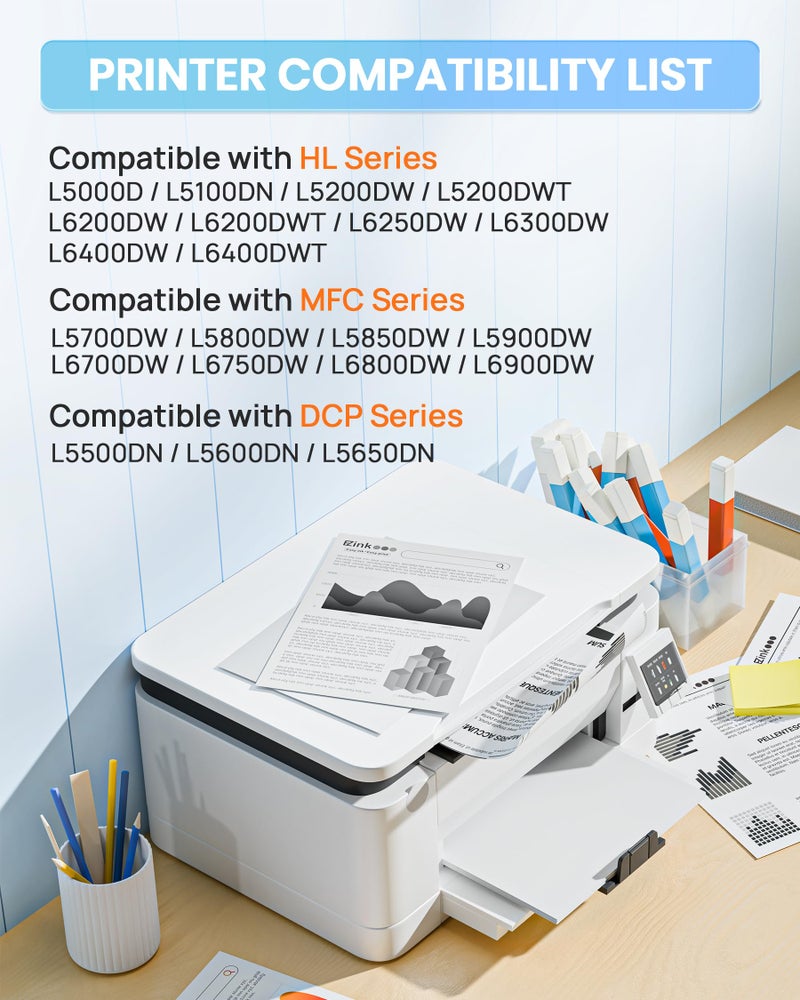 E-Z Ink Compatible TN850 High Yield Toner Cartridge Replacement for Brother TN850 TN 850 TN-850 TN820 TN 820 Toner Cartridge to use with HL-L6200dw HL-L6200dwt MFC-L5900dw MFC-L5850dw MFC-L5700dw (4 Black) - Image 2